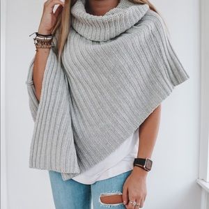 Gray Poncho Sweater